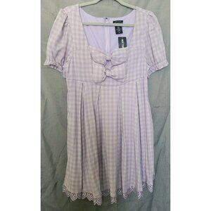 Hot Topic Sweet Society Lavender Gingham Bow Dress Coquette Size Large